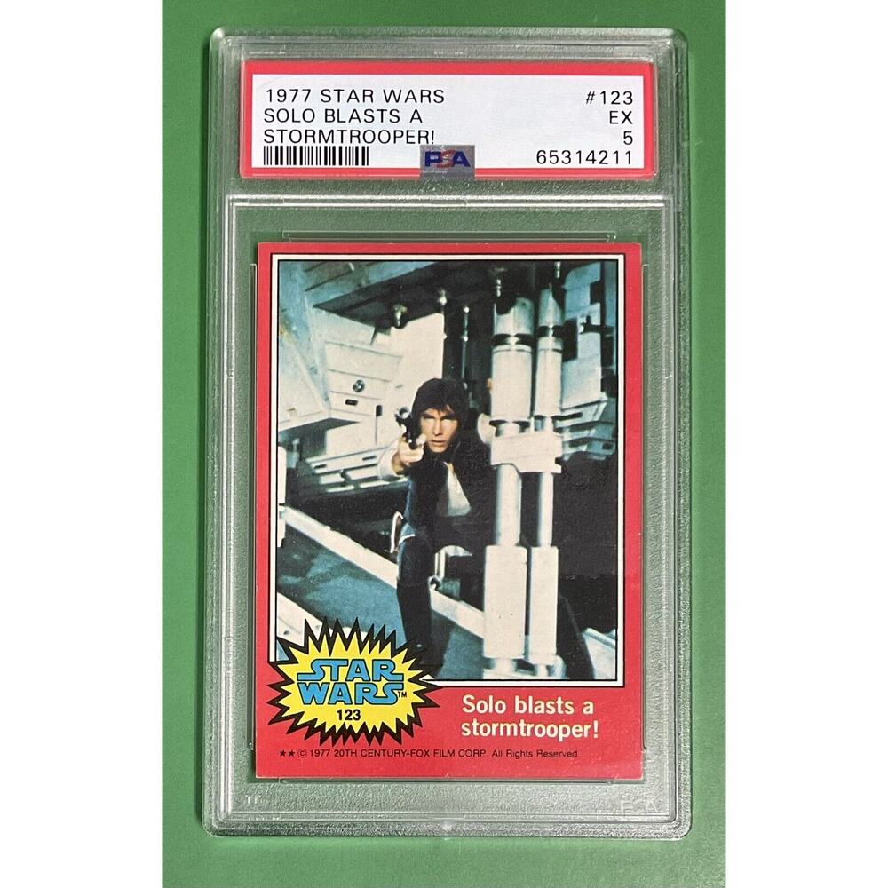1977 Star Wars Card #123 Solo Blasts A Stormtrooper PSA 5 Cert #65314211